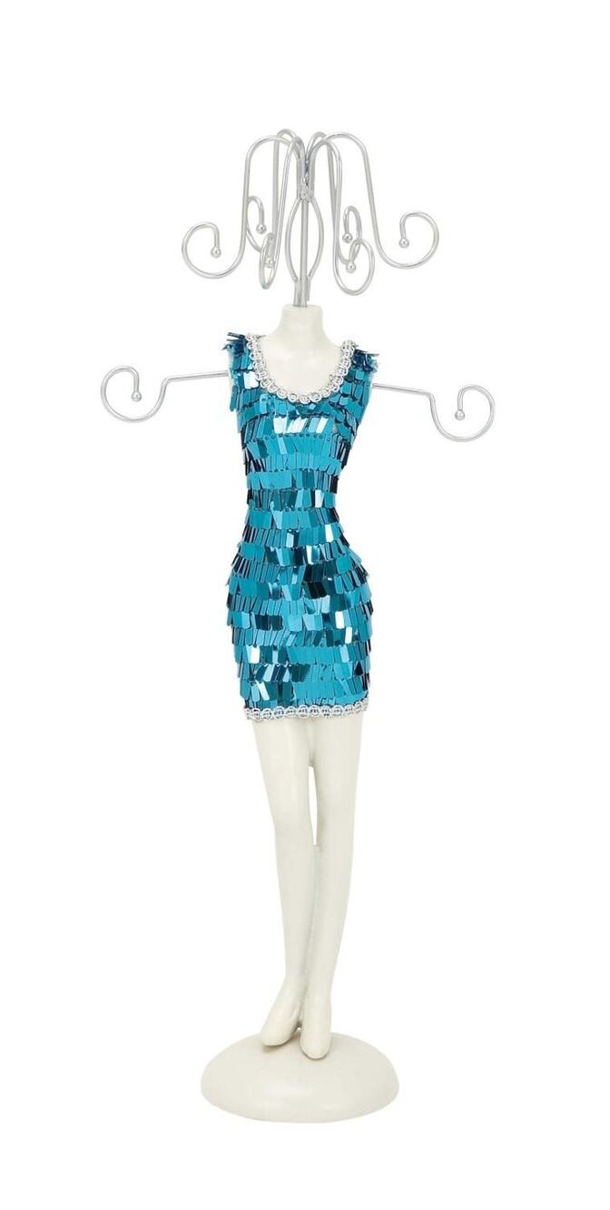 Blue Sequin Mini Dress Jewelry Holder – Mannequin Style Jewelry Organizer - Picture 1 of 5